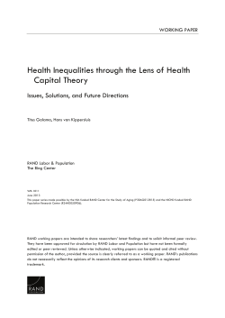 Health Inequalities through the Lens of Health Capital Theory