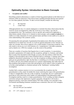 Optimality Syntax: Introduction to Basic Concepts