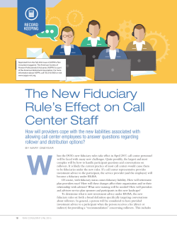 The New Fiduciary Rule`s Effect on Call Center Staff