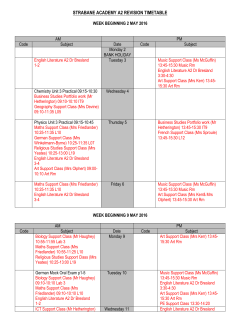 A2 Support Timetable 2016