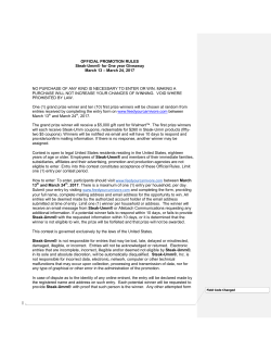 OFFICIAL PROMOTION RULES Steak