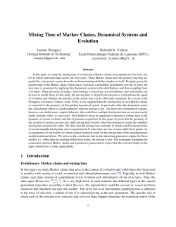 Mixing Time of Markov Chains, Dynamical Systems and Evolution