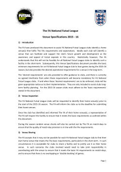 The FA National Futsal League Venue Specifications 2015