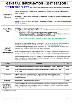 General Information - 2017 Season 1