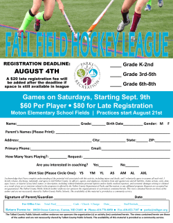 Games on Saturdays, Starting Sept. 9th $60 Per Player &bull; $80 for