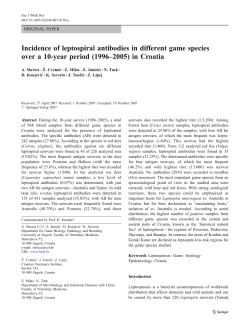 Incidence of leptospiral antibodies in different game species over a