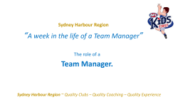 Team Manager. Sydney Harbour Region