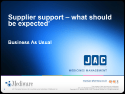 Supplier support * what should be expected