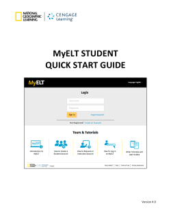 MyELT STUDENT QUICK START GUIDE