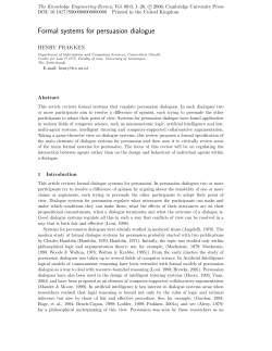 Formal systems for persuasion dialogue