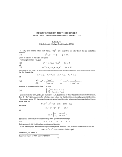 recurrences of the third order and related combinatorial identities