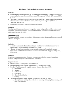 Tip Sheet: Positive Reinforcement Strategies