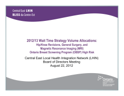 2012/13 Wait Time Strategy Volume Allocations