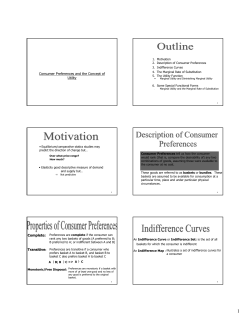 Consumer Preferences and the Concept of Utility Transitive: