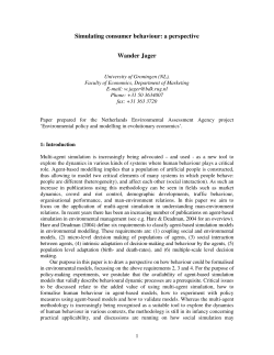 Simulating consumer behaviour: a perspective Wander Jager