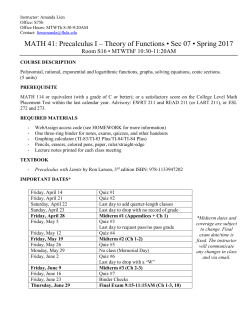 MATH 41: Precalculus I &ndash; Theory of Functions &bull; Sec 07
