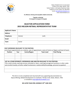 Applicants Name - Nelson Netball