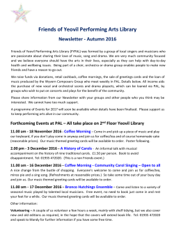 Fiends of Yeovil Performing Arts Library Newsletter &ndash; November 2016