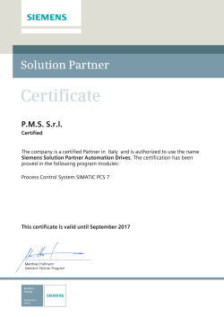 Siemens PCS 7 Solution Partner Certificate - tecno electric