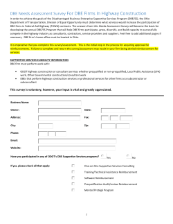 DBE Needs Assessment Survey For DBE Firms In Highway