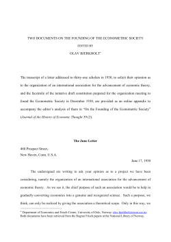 Tentative Draft Constitution of the Econometric Society