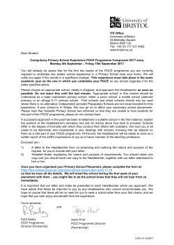 2017 Primary Experience - letter to student