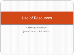 Use of Resources &ndash; A Strategic Overview
