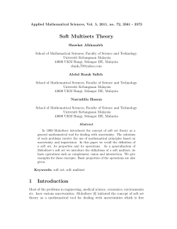 Soft Multisets Theory 1 Introduction