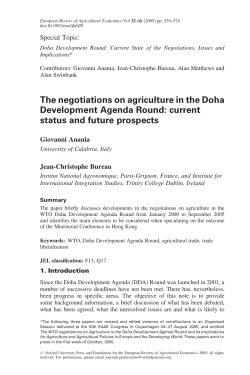 The negotiations on agriculture in the Doha Development Agenda