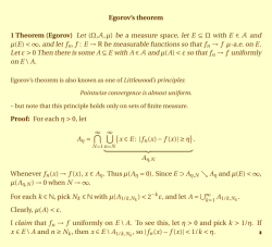 Egorov`s theorem 1 Theorem (Egorov) Let (&Omega;&sbquo; A,&micro;) be a measure