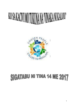 KO SA KACIVI MO TUKUNA NA `VINAKA NI KALOU` SIGATABU NI