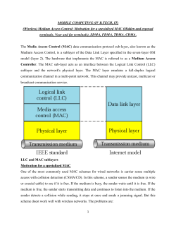 MOBILE COMPUTING (IV B.TECH, IT) (Wireless) Medium Access