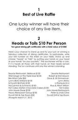 1 Best of Live Raffle One lucky winner will have their choice of any