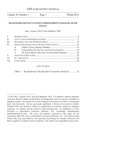 Reasonable Royalty Patent Infringement