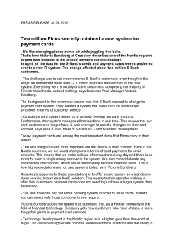 Two million Finns secretly obtained a new system for payment cards