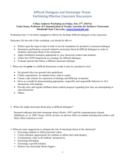Difficult Dialogues and Stereotype Threat