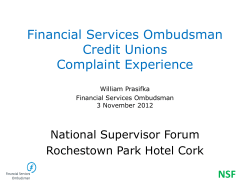 Financial Services Ombudsman Credit Union Complaint Handling