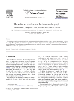 Operations Research Letters The stable set problem and