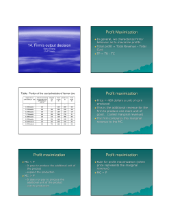 14. Firm`s output decision Profit Maximization Profit maximization