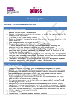 2) Example Job Descriptions b) Programme Manager