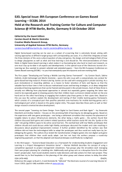 8th European Conference on Games Based Learning