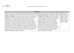 Overview of Strategies and Methods &ndash; Year 1 KEY STAGE 1