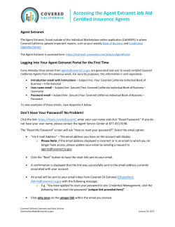 Agent Extranet - Covered California