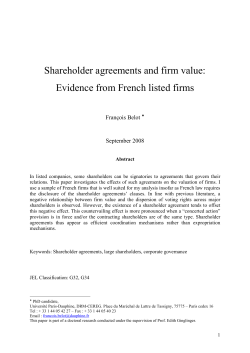 Shareholder agreements and firm value: Evidence from French