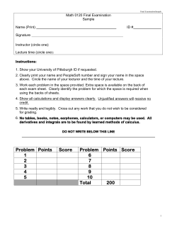 Problem Points Score Problem Points Score 1 6 2 7 3 8 4 9 5 10