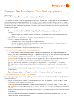 Changes in Swedbank Payment Cards Servicing agreement