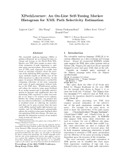 An On-Line Self-Tuning Markov Histogram for XML Path Selectivity