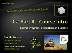 C# Part II - Course Intro