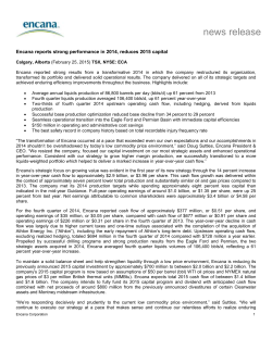 Encana seeks strategic partnerships to maximize the tremendous