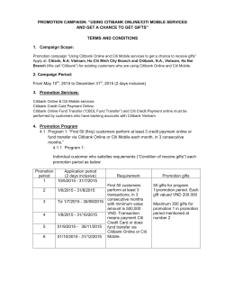 PROMOTION CAMPAIGN: &ldquo;USING CITIBANK ONLINE/CITI MOBILE